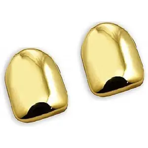 2 Pieces 14K Plated Gold Grillz Hip Hop Top Tooth Single Grill Cap for Teeth Mouth