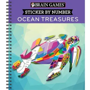 Brain Games - Sticker by Number: Ocean Treasures 13 Images to Sticker for Kids Teens and Adults Relaxing Engaging Activity Book