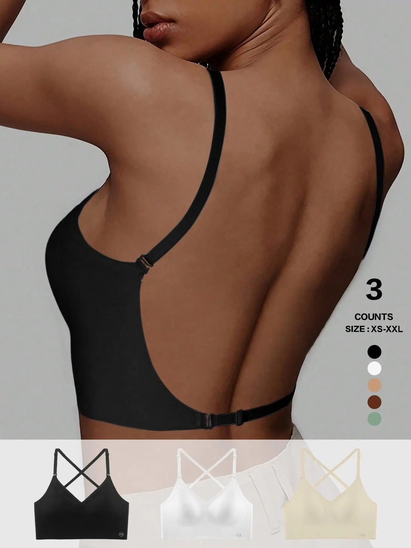 Women's Seamless Backless Bra, Multi-Strap Convertible Strap Wireless Push-Up  Bra, Elegant, Suitable for Wedding Dresses and Party Gowns
