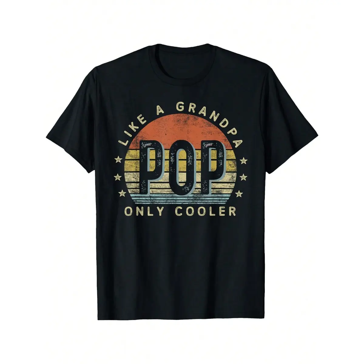 Menswear Soft Preppy Short-Sleeve Vintage-Style T-Shirt, Cotton, "Pop Like A Grandpa Only Cooler" Pop Gifts, Stitched Hem