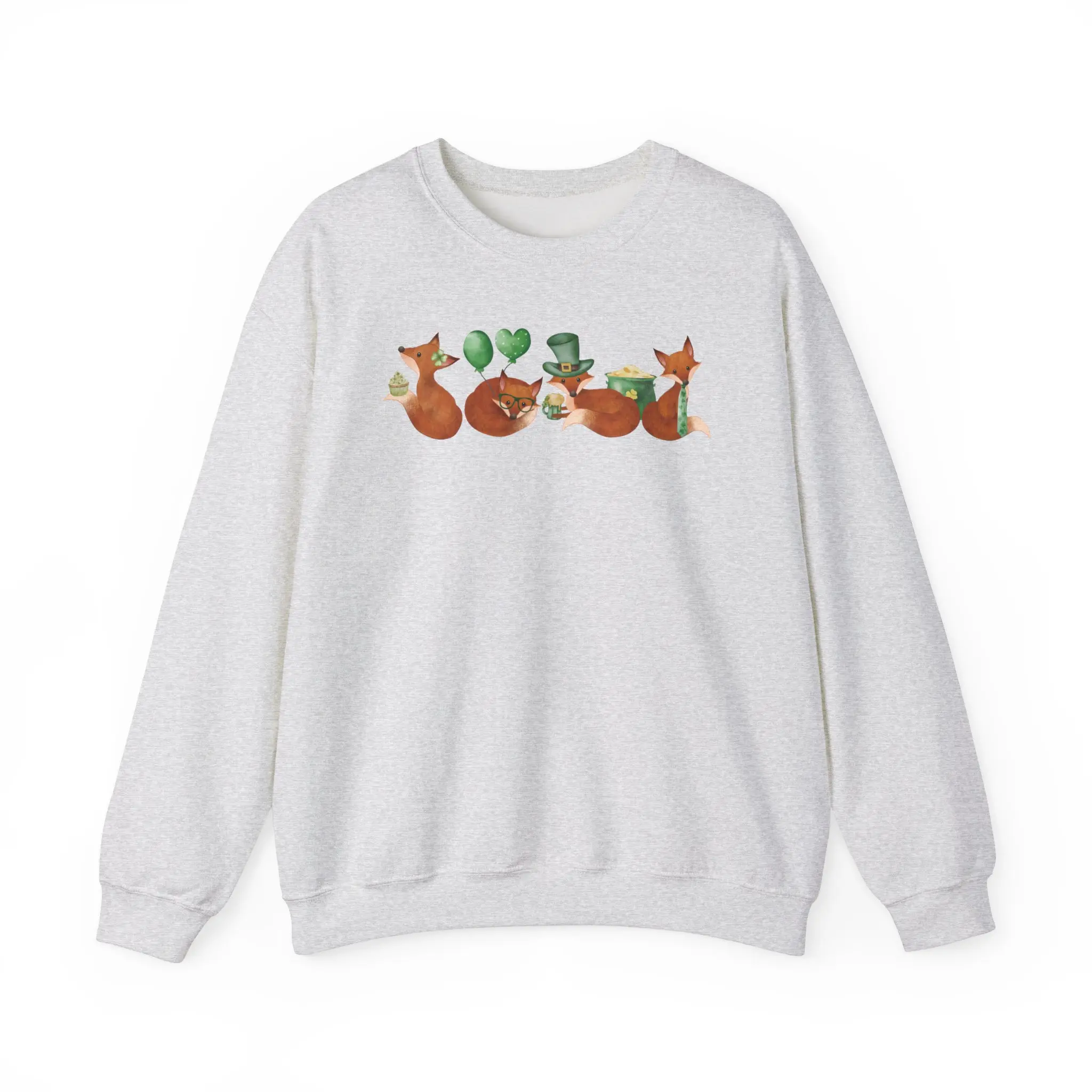 St. Patrick's Day Fox Sweatshirt, Cottagecore Nature Crewneck, Enchanted Forest Pullover, Forestcore Foxes Sweater, Trendy Animal Lover Gift