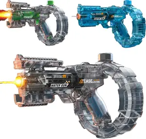 LED Light-Up Electric Water Gun for Kids Adults, Automatic Squirt Gun Pistol with Water Spray Sound, Leak-Proof Rechargeable Watergun for Summer Outdoor Pool Beach Toys for Boys