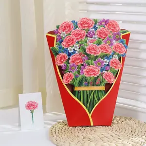 Mother's Day 3D pop-up greeting card with paper bouquet of flowers, a thank-you gift