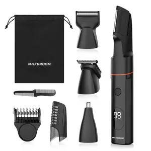 MAXGROOM Men's 6-in-1 Body Grooming Kit, Intimate Trimmer, Hair Clipper, Beard & Nose Hair Trimmer, Wet & Dry Electric Shaver, No-Pinch, USB Rechargeable manscaped shaver