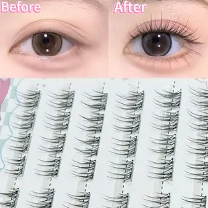 MIXIAOHE False Eyelashes Extensions, Natural Series Glue-free False Eyelashes 48 Clusters, Glueless Lashes Clusters, Free Removal Fluffy Curl Lashes, Diy Eyelash Extensions, Diy Personal Lashes