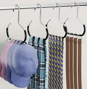 3PCS Hat Organizer Hooks for Closet Rod – Multi-Purpose Cap Hanger Hooks for Hats, Bags, Scarves & Towels, Space Saving Closet Storage Rack