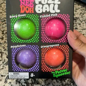 Needoh 4-Pack Fuzz Balls, Soft Sensory Fidget Toys for Stress Relief