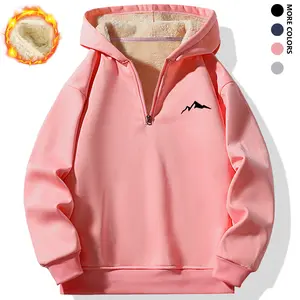 Men's Thick Fleece Hoodie - A heavyweight winter warm-up, this casual pullover is perfect for cold weather. It features a comfortable crew neckline with long sleeves, fleece lining, a loose fit, and a solid color design suitable for both casual wear and o