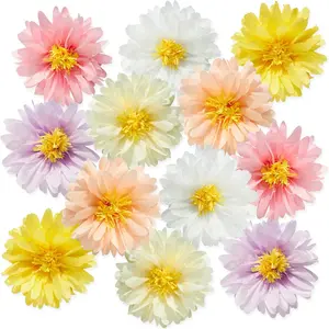 12PCS Colorful Daisy Tissue Paper Pom Poms Daisy Themed Hanging Party Decorations for 1st Birthday Baby Shower Wedding Wall Classroom