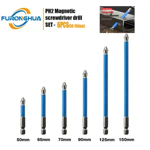 PH2 Magnetic Screwdriver Bits 6PCS Heavy Duty Impact Resistant Drill Bits Non Slip Hex Shank Electric Tool Kit for Metal Wood Plastic Professional Repair Tools