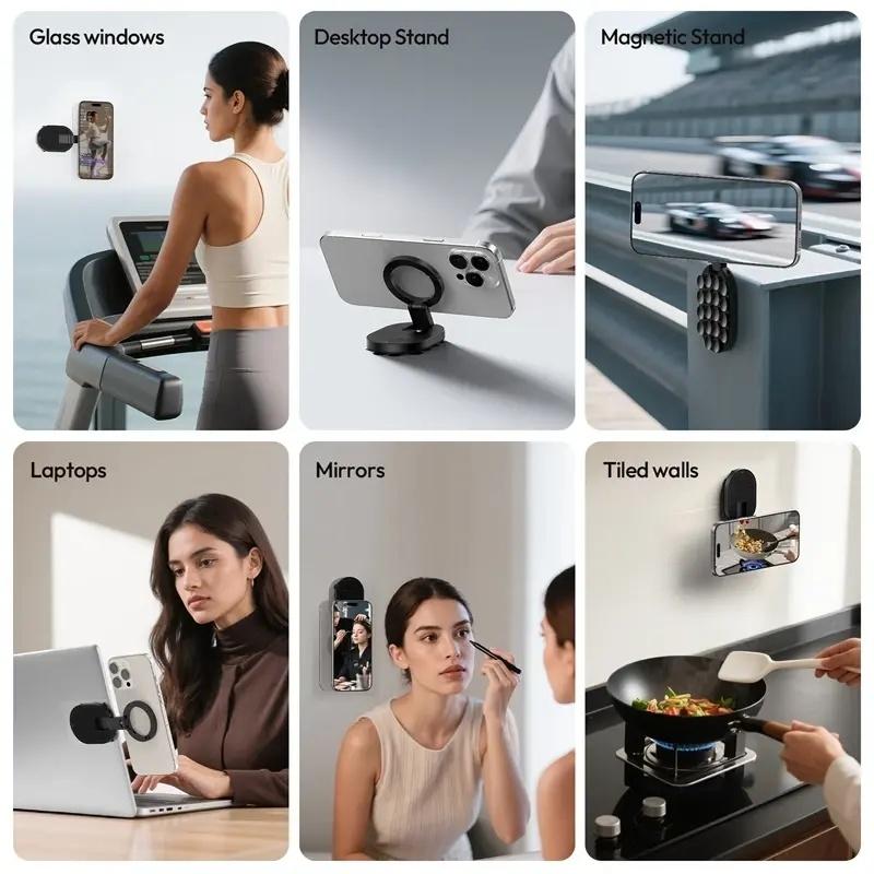 FUDUOO MagLock Suction Cup Phone Mount Desktop Stand for iPhone 17 16 15 14 with Suction Bottom for Wall Glass