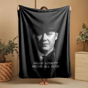 1 piece Blacklist: Raymond Reddington and Loyalty Values themed flannel blanket - Super soft flannel blanket, suitable for beds and sofas, all-season use, modern design, digitally printed pattern, 100% polyester material, machine washable, suitable