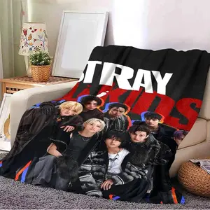Countdown Sale! SKZ Theme Design Throw Blanket, Soft Warm Flannel Throw Blanket for Bedroom & Couch, Inspired and Aesthetic Idol Group Design with Modern and Stylish Look, Ideal Gift for Music Fans & SKZ Lovers, Birthday, Holiday