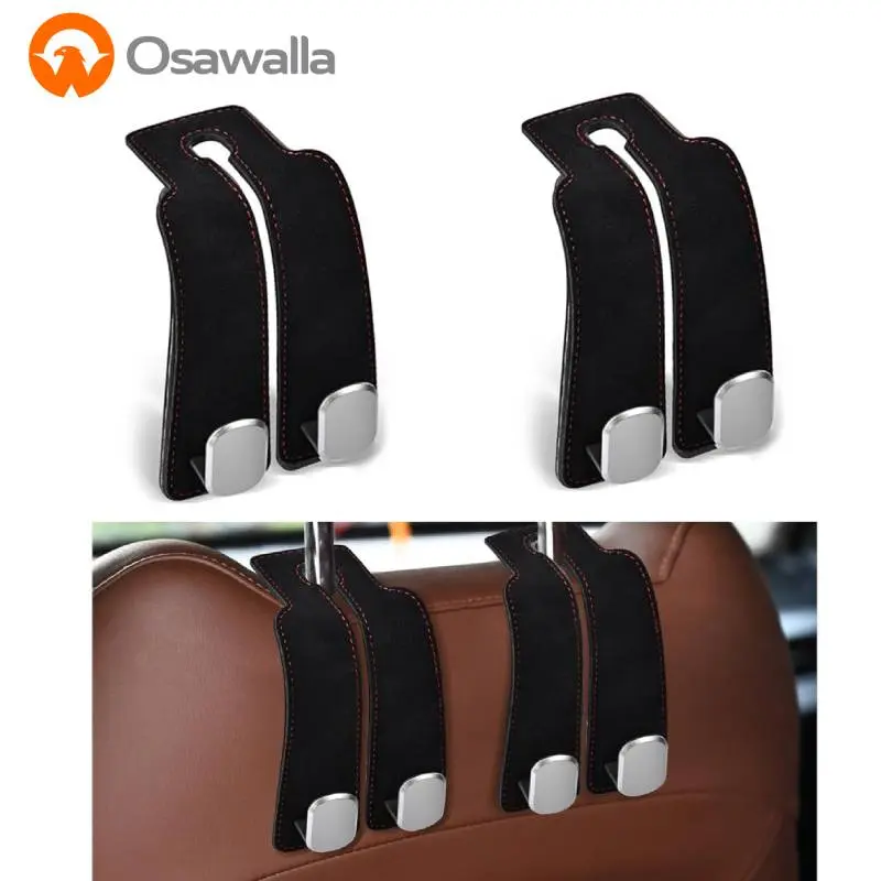 OSAWALLA Car Seat Back Headrest Storage Hooks - 2-Pack Black Heavy Duty Car Interior Accessories, Lightweight with Firm Bag Hold for Organizing Purses & Bags, Father's Day Gift