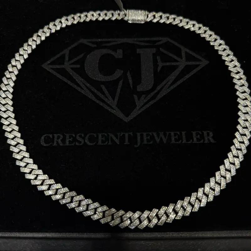 Cuban Link Moissanite .925 Silver Necklace 22in 10mm 20ctw