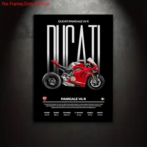 1 piece/set frameless canvas painting print poster, classic minimalist vehicle art, superbike Ducati Panigale V4 R, perfect gift for motorcycle culture enthusiasts, ideal gift for bedroom, living room, dormitory corridor, mural, wall decoration,room decor