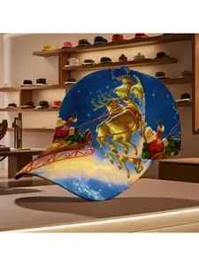 Christmas Santa Sleigh Design Baseball Cap Casual Wear Fashion Statement Comfortable Daily Outfits Hat Suitable for All Seasons Festive Gift Choice