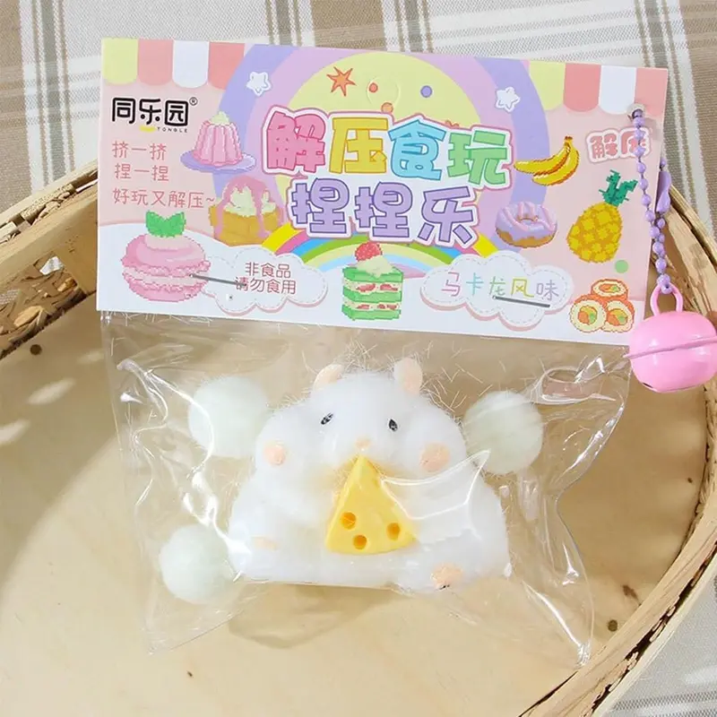 Hamster Shaped Squeeze Toys, Cute Soft Cat Paw Squeeze Toys, Squeeze Hamster Shape Toy, Fidget Toys Suitable Adults Kids, Gift for Easter, Christmas and Birthday (White)