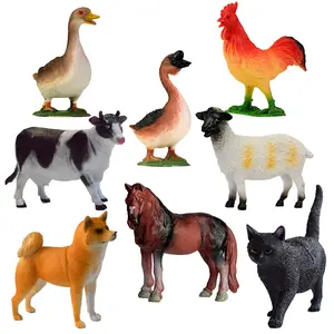 8-Piece PVC Farm Animal Model Set, Figures Combo, Cow, Duck, Educational Toy for Kids, Party Decoration, Parent-Child Interaction, Birthday Gift