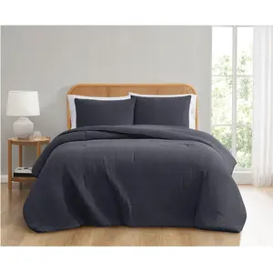 Truly Soft Textured Waffle King 3 Piece Comforter Set