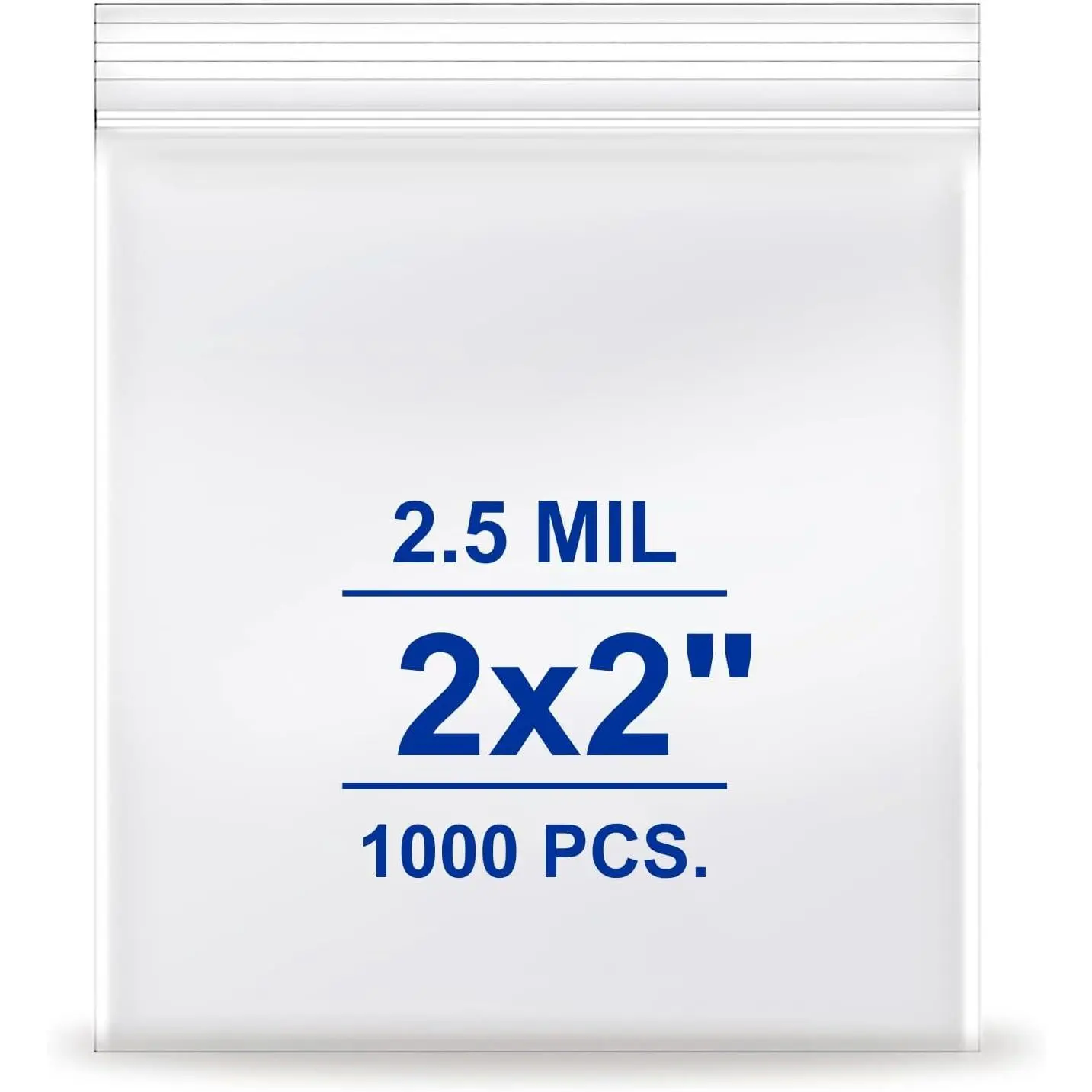 2" x 2" Clear Zip Bags, 1000 count, 2.5 Mil Small Resealable Plastic Baggies for Jewellery, , Beads, Pills, Earrings, Craft & Sample Storage (2" x 2")
