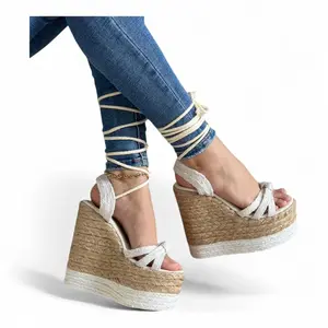 Brown and White Roman Platform Sandal 15cm