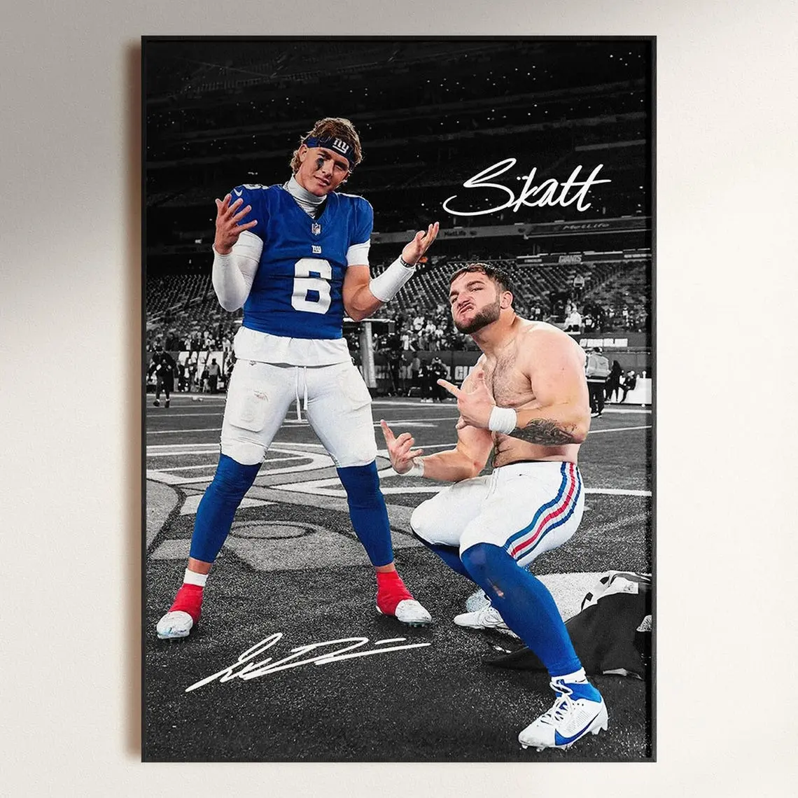 Jaxson Dart & Cam Skattebo Poster, Signed Football Poster, Signed Jaxson Dart, Cam Skattebo Poster