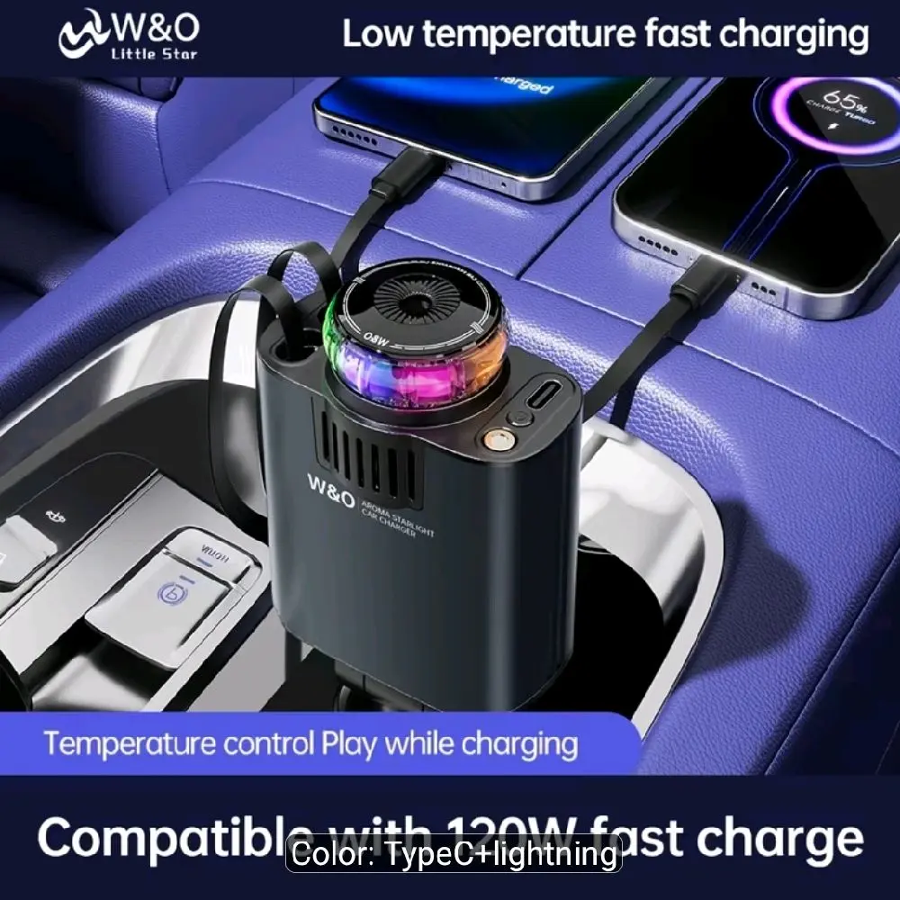 Multifunctional Car Aroma Charger  Enjoy a fresh and relaxing drive with starry sky lighting, air humidifier, and odor removal in one device. Built with a 32-inch retractable anti-tangle cable for easy use anywhere in your car   #CarAroma #FreshDri