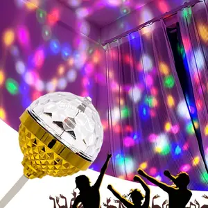 Colorful Rotating Magic Ball Light RGB LED Stage Light 360 Degree Rotation  Disco Ball Light Home KTV Flash Lamp Family Party Stage Lighting