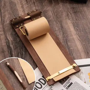 Vintage Retro Clipboard Hanging Memo Board, Refillable Kraft Paper Roll with Cutter, Includes Wooden Pen for Retro Office Accessories, Kitchen & Home Decor