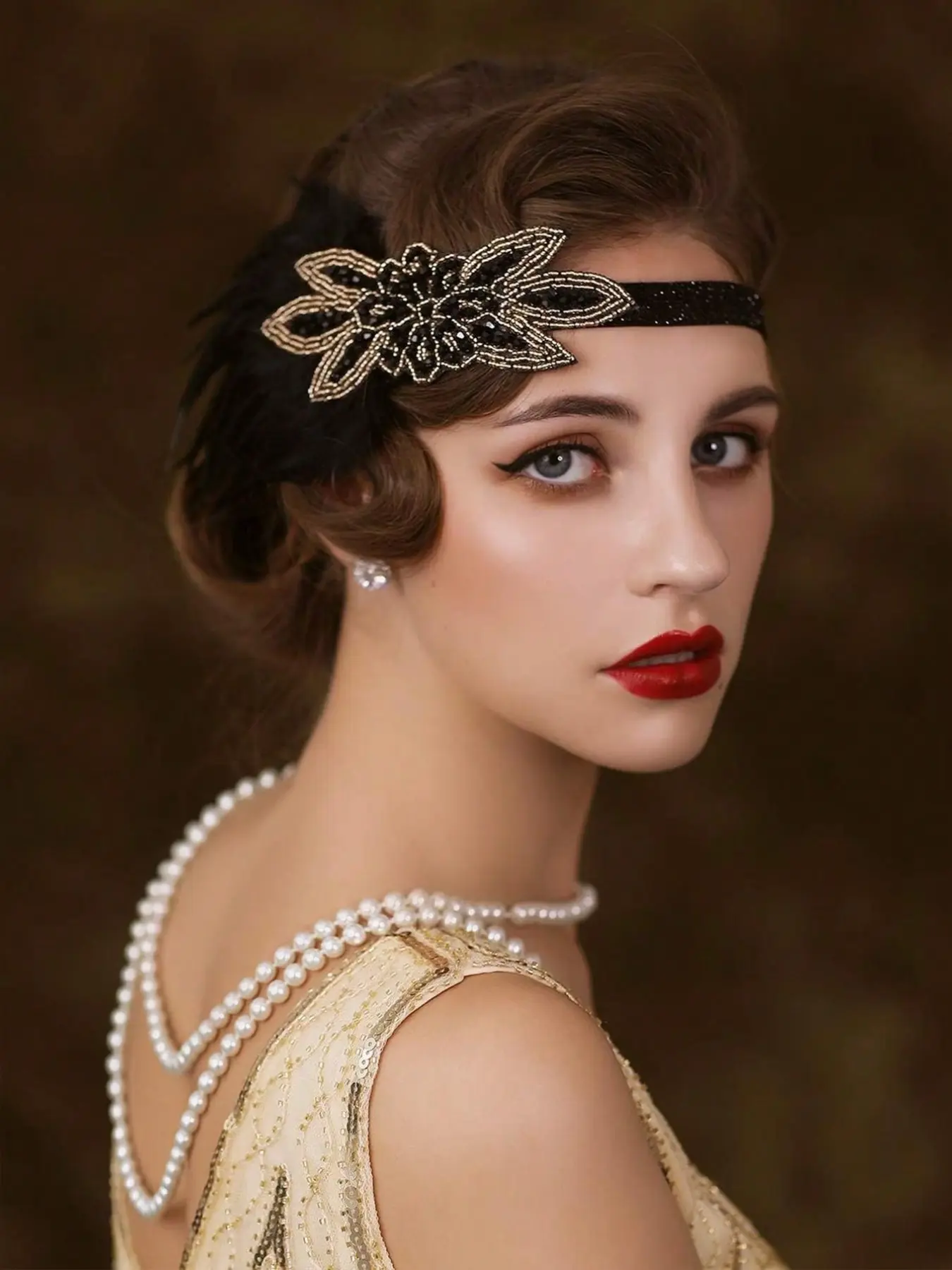 5pcs 1920s Jazz Age Flapper Gatsby Sparkling Elegant Costume 