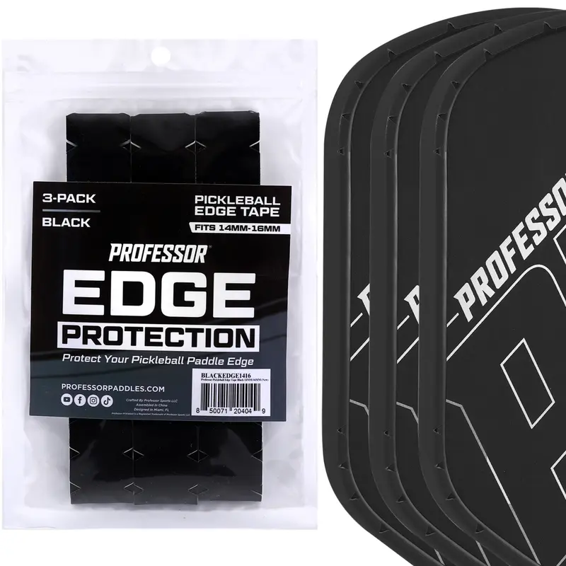 Durable Vinyl Pickleball Paddle Edge Guard with Alignment Guide - Fits Curved Shapes, 12mm & 16mm+ Edge Widths, No Wrinkles Secure Fit Tape, Scrapes Protection for Pickleball Games, Multi-Size Design