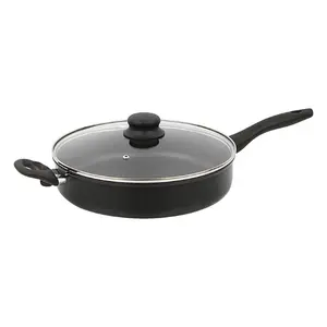 4-Quart Non-Stick Jumbo Cooker with Glass Lid, Black