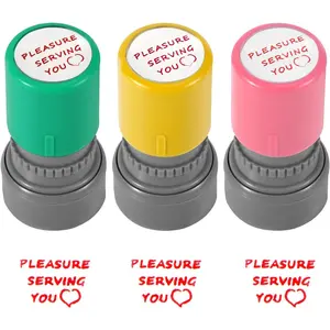 3 count Pleasure Serving You , Server  for Checks Stationery  Self Ink  for Service Work (Pink, Green, Yellow)