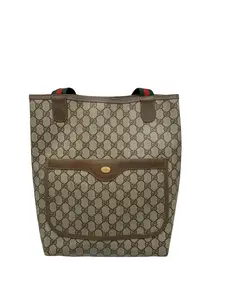 Pre-owned GUCCI Vintage GG Canvas & Leather Tote Bag with Web Stripe Handles/WJ10513353/3353