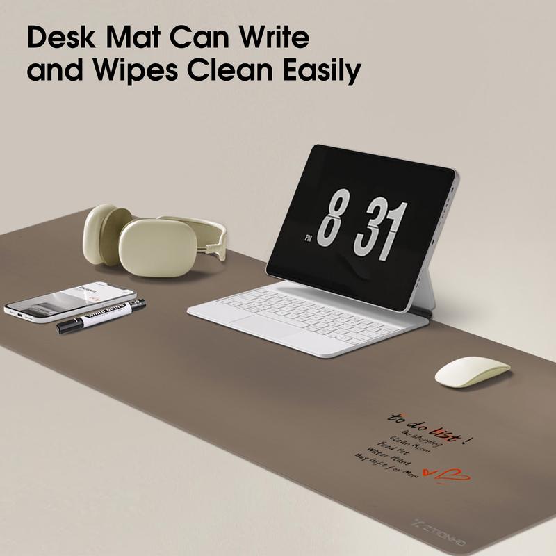 Extra Large Desk Pad 31.5"x15.7", Dual-Color Reversible Silicone & PU Leather Desk Mat, Waterproof Stain-Resistant Writing Surface, Durable Mouse Pad for Office, Home, Study, Gaming