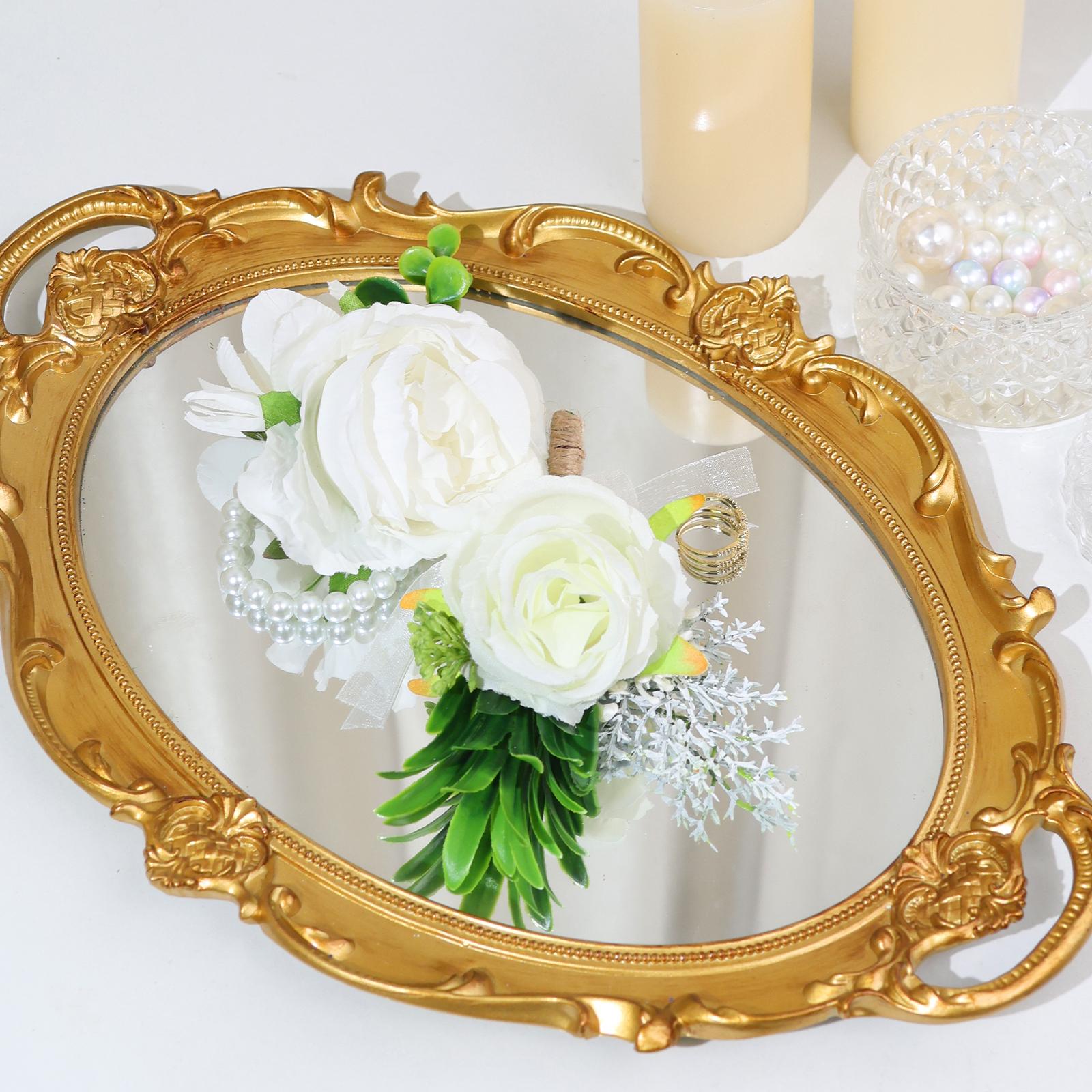 Wedding Bouquets for Bride Bridesmaid，White Champagne Roses Flowers for Bride Bridesmaid，for Home Wedding Party Ornaments Lifelike Fake Plant Fruit， Church Decoration, Ceremony, Anniversary