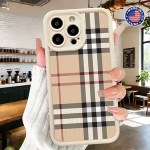 Vintage Plaid Tartan Pattern Case for iPhone 17 16 15 14 Pro Max 13 12 11 XR XS Plus Air Slim Lightweight Shockproof Anti Drop Protective Durable TPU Cover