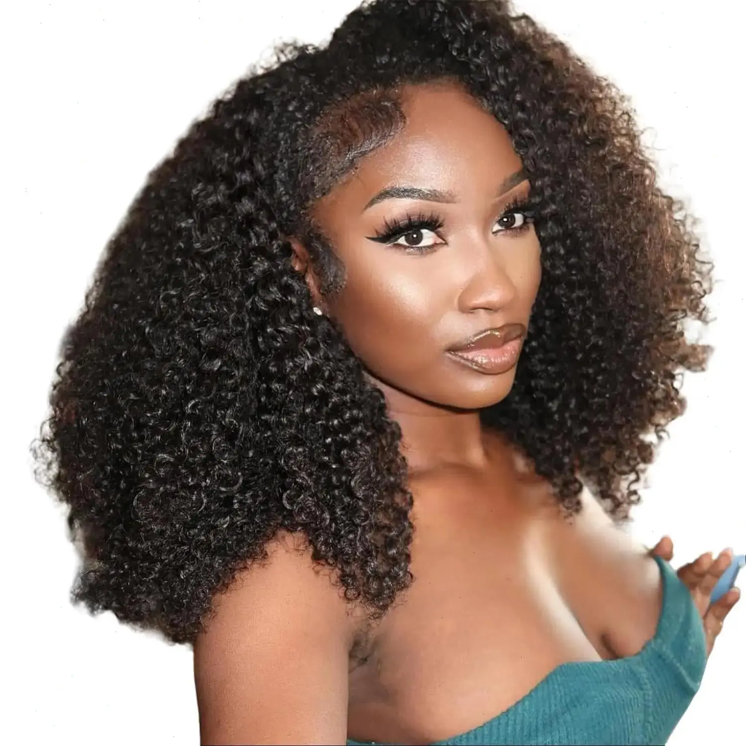 【Half wig curly hair】 Afro Curly Hair Human Hair Half Wig for Black Women 200% Density 3 In 1 Half Wig Human Hair 14-22 Inch Curly Seamless Flip Over Wear and Go Wigs with Drawstring Quick Install Beginners Friendly
