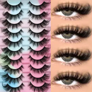 10 Pairs 3D Fluffy Striped False Lashes, Natural Cat Eye Extension, Elegant 3D Mink Lashes, Durable Band, Perfect for Daily and Party Makeup, Eyelashes Extensions