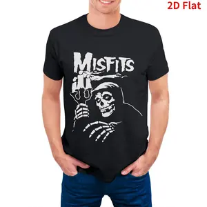 Men's Misfits Gothic Skull & Iconic Misfits Logo Graphic T-Shirt -  Plus Crew Neck Short Sleeve, Casual Streetwear with Edgy Skull Print & Bold MISFITS Lettering - Comfortabl