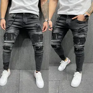 2026 Men's Stretch Ripped Skinny Jeans Destroyed Hole Biker Slim Fit Denim Pants, men pants, jeans for men, men trousers, casual pants men, men fashion, stylish men pants, men denim pants, men apparel