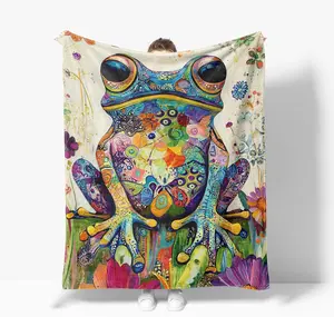 Frog Throw Blanket Pop Art Soft Warm Cozy Frogs Blankets Fuzzy Plush Frog Fleece Blanket for Couch Bed Sofa Home Decor 40''X50'' Super Soft Anti-Static HD-Printed Design