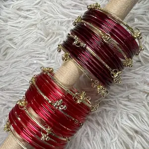 Hot Selling, size 2.4 - jelly Glass Bangles Set 12pcs with 4pcs Kashmiri Ghungroo Handcrafted for Everyday Wear Festivals Weddings Birthdays Sizes 2.4