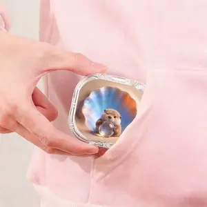 Otter Playing Crystal Ball in Shell Printed Braces Box, Minimalist Cute Denture Box, Portable Travel Orthodontic Braces Storage Case, Dust-Proof Pressure-Resistant Invisible Braces Box