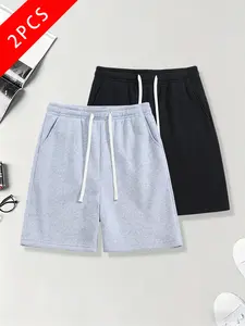 2-pack men’s summer casual athletic shorts, loose straight cut, comfortable and breathable, suitable for running, fitness, training, and other outdoor activities