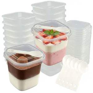 Dessert Cup with Lid & Spoon, 25sets Clear Dessert Container with Lid & Spoon, Reusable Dessert Cup for Party, Picnic, Catering, Snack Containers Clear Plastic Cupsrepurpose compostable cups Drinkware