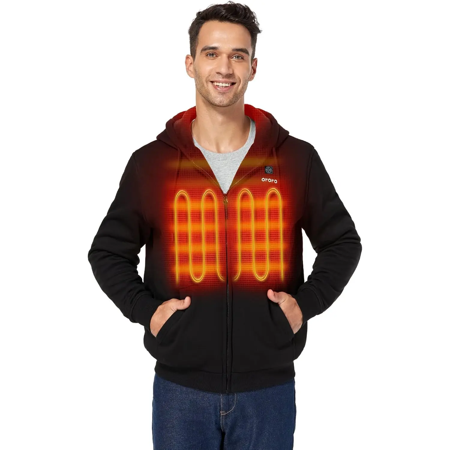 ORORO Unisex Heated Hoodie with Battery, 4-Zone Heating Fleece Hoodie | Relaxed Fit with an Adjustable Hood, up to 8 Hours of Warmth for Commuting, Lounging, and Casual Cold Days
