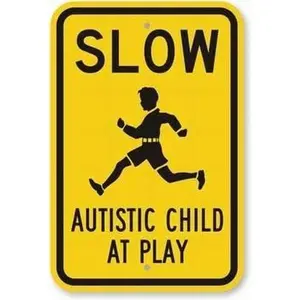 Slow Autistic Child At Play Safety Sign 12X8 Tin Metal Signs Road Street Sign Outdoor Decor Caution Signs