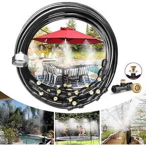 Outdoor Misting Cooling System,33ft Misting Line,11 Brass Mist Nozzles for Patio Garden Greenhouse